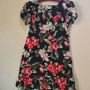 Vintage Ky's Hawaiian Black Floral Muumu